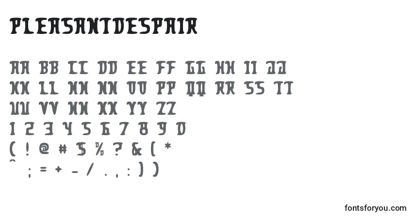 Czcionka PleasantDespair – alfabet, cyfry, specjalne znaki