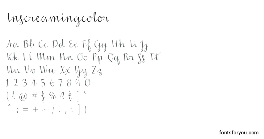 Schriftart Inscreamingcolor (34756) – Alphabet, Zahlen, spezielle Symbole