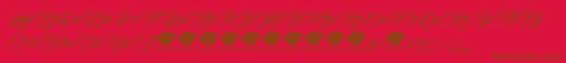 Billionstars-Schriftart – Braune Schriften auf rotem Hintergrund