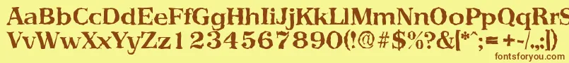 フォントPriamosrandomBold – 茶色の文字が黄色の背景にあります。