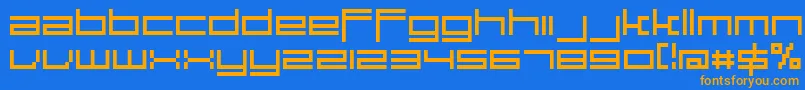 Large9Normal-fontti – oranssit fontit sinisellä taustalla