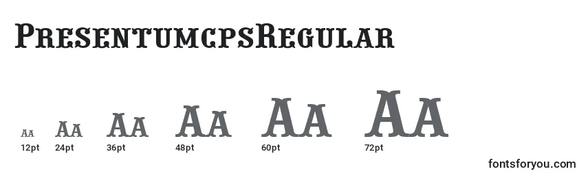 Размеры шрифта PresentumcpsRegular
