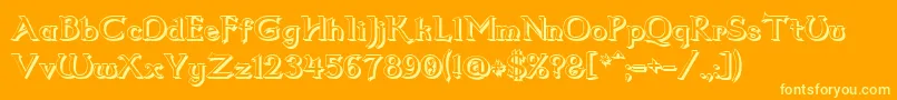 フォントDumbledor2Shadow – オレンジの背景に黄色の文字
