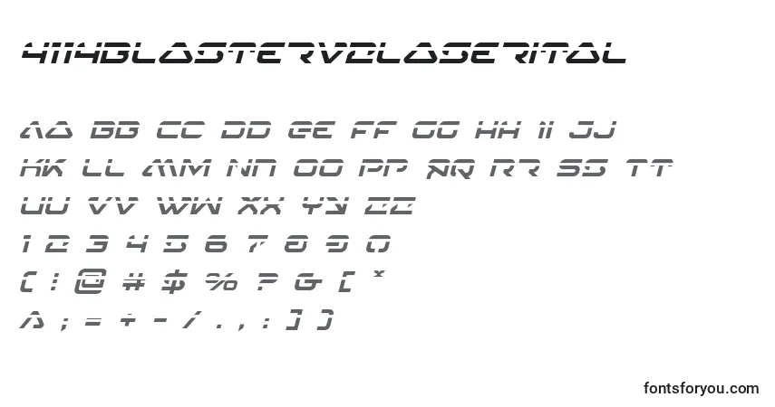 Schriftart 4114blasterv2laserital – Alphabet, Zahlen, spezielle Symbole