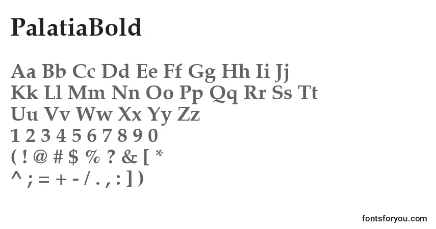 Schriftart PalatiaBold – Alphabet, Zahlen, spezielle Symbole