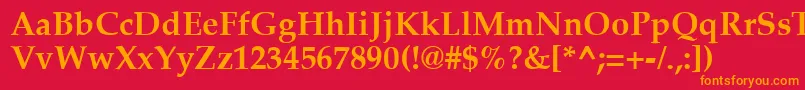 フォントPalatiaBold – 赤い背景にオレンジの文字