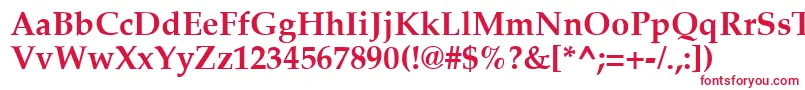 フォントPalatiaBold – 白い背景に赤い文字