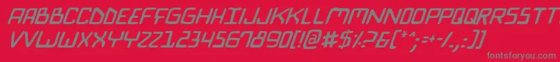 BionicComicItalic-fontti – harmaat kirjasimet punaisella taustalla