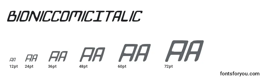 Размеры шрифта BionicComicItalic