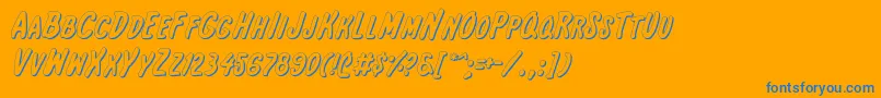 Intsho-Schriftart – Blaue Schriften auf orangefarbenem Hintergrund