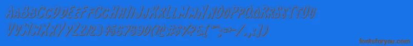 フォントIntsho – 茶色の文字が青い背景にあります。