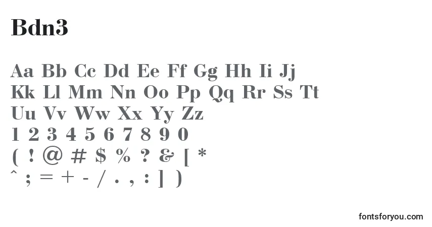 Schriftart Bdn3 – Alphabet, Zahlen, spezielle Symbole