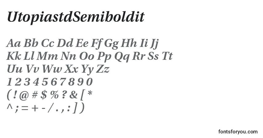 A fonte UtopiastdSemiboldit – alfabeto, números, caracteres especiais
