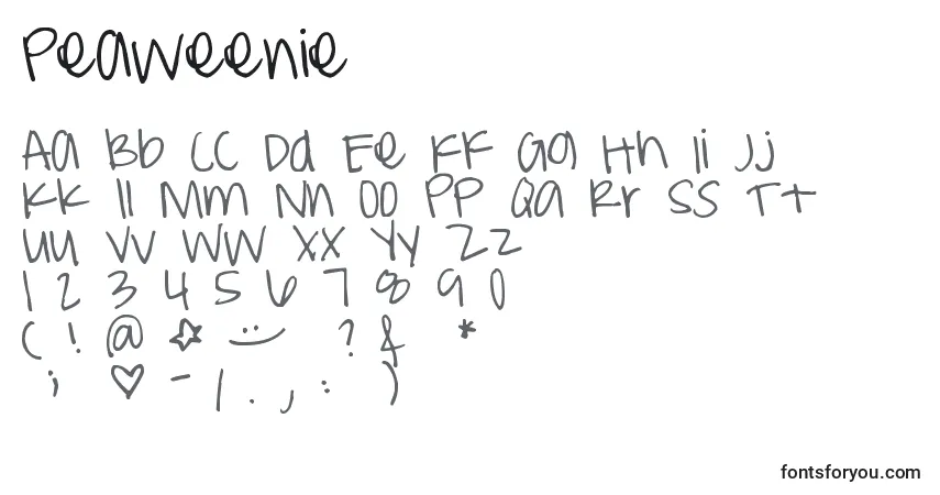 Schriftart Peaweenie – Alphabet, Zahlen, spezielle Symbole