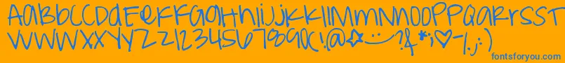 フォントPeaweenie – オレンジの背景に青い文字