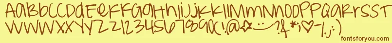 Peaweenie Font – Brown Fonts on Yellow Background