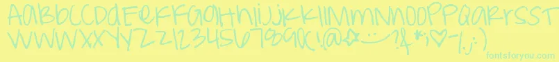 Peaweenie-Schriftart – Grüne Schriften auf gelbem Hintergrund