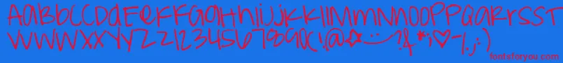 Peaweenie Font – Red Fonts on Blue Background