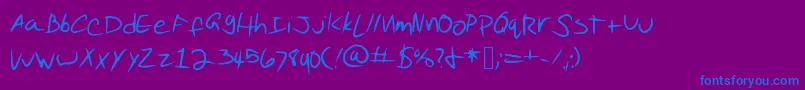PuddingScript Font – Blue Fonts on Purple Background
