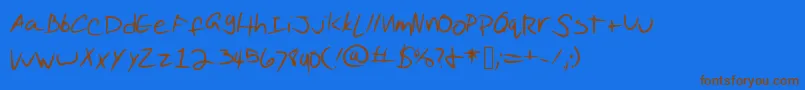 PuddingScript-fontti – ruskeat fontit sinisellä taustalla