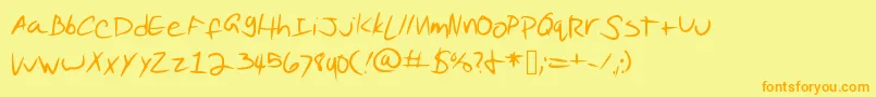 PuddingScript Font – Orange Fonts on Yellow Background