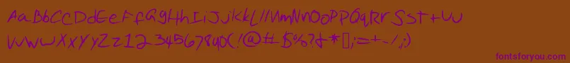 PuddingScript Font – Purple Fonts on Brown Background