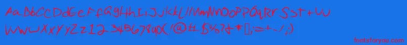 Czcionka PuddingScript – czerwone czcionki na niebieskim tle