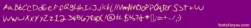 Czcionka PuddingScript – żółte czcionki na fioletowym tle