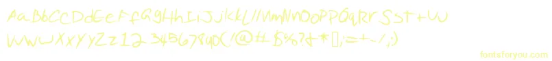 フォントPuddingScript – 白い背景に黄色の文字