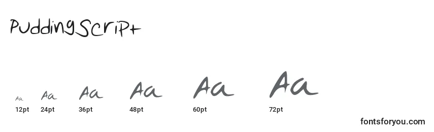 PuddingScript Font Sizes