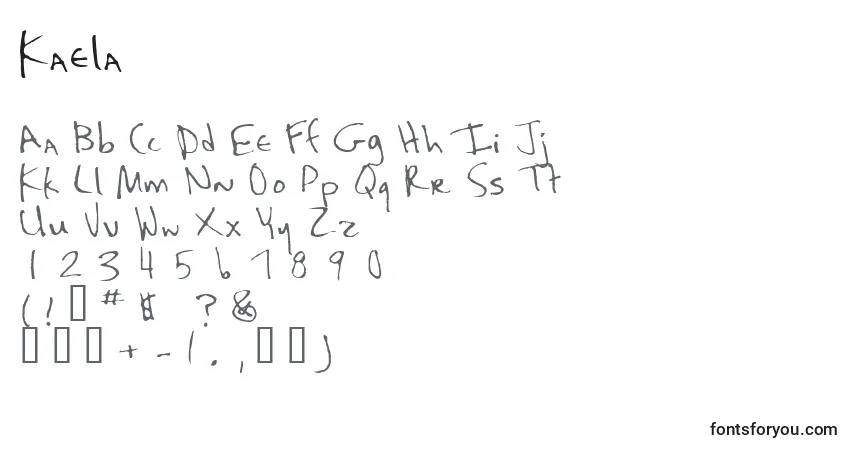 Czcionka Kaela – alfabet, cyfry, specjalne znaki
