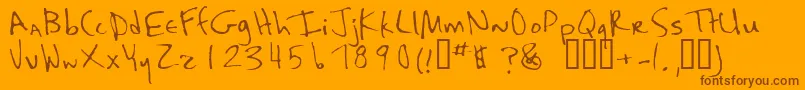 Kaela-Schriftart – Braune Schriften auf orangefarbenem Hintergrund