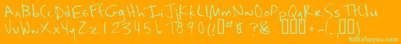 Weitere Informationen zur Kaela-Schriftart Kaela-Schriftart – Grüne Schriften auf orangefarbenem Hintergrund