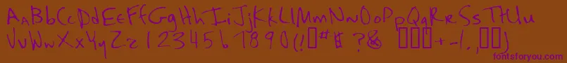Weitere Informationen zur Kaela-Schriftart Kaela-Schriftart – Violette Schriften auf braunem Hintergrund