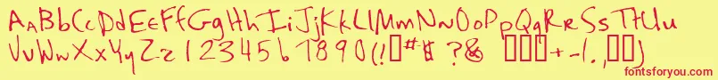 フォントKaela – 赤い文字の黄色い背景