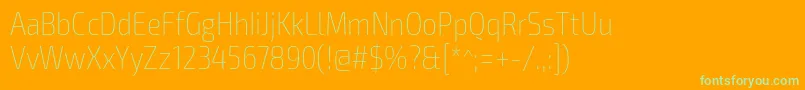 Exo2Thincondensed-Schriftart – Grüne Schriften auf orangefarbenem Hintergrund