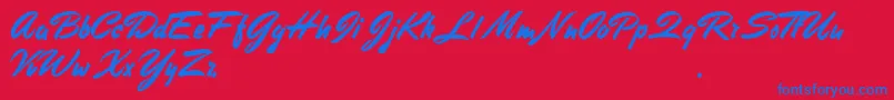 StephensHeavyWriting-Schriftart – Blaue Schriften auf rotem Hintergrund
