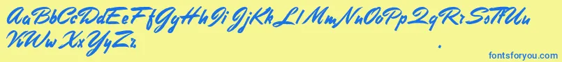 StephensHeavyWriting-Schriftart – Blaue Schriften auf gelbem Hintergrund