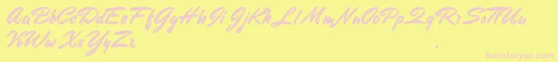 StephensHeavyWriting-fontti – vaaleanpunaiset fontit keltaisella taustalla