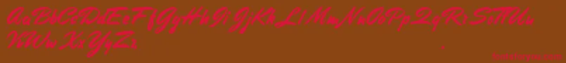 フォントStephensHeavyWriting – 赤い文字が茶色の背景にあります。