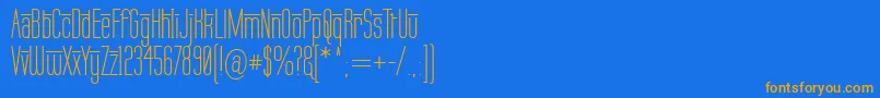 フォントLabtopOverscore – オレンジ色の文字が青い背景にあります。