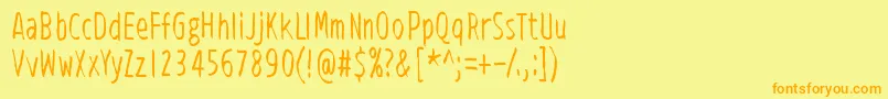 フォントViidenPenninOperetti – オレンジの文字が黄色の背景にあります。