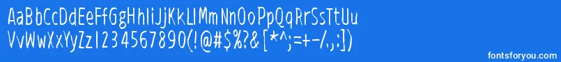 ViidenPenninOperetti-Schriftart – Weiße Schriften auf blauem Hintergrund