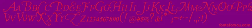 Czcionka Lastfontwastingonyou – czerwone czcionki na fioletowym tle