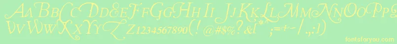 フォントLastfontwastingonyou – 黄色の文字が緑の背景にあります