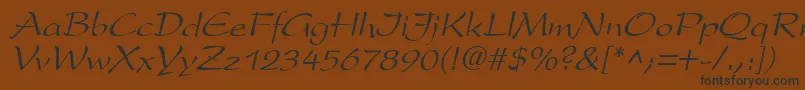 フォントPrestonscriptItalic – 黒い文字が茶色の背景にあります