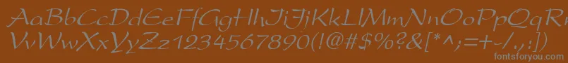 フォントPrestonscriptItalic – 茶色の背景に灰色の文字