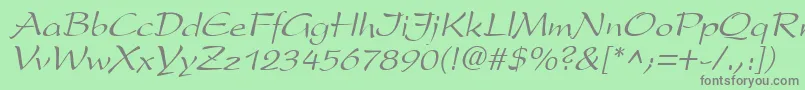 フォントPrestonscriptItalic – 緑の背景に灰色の文字