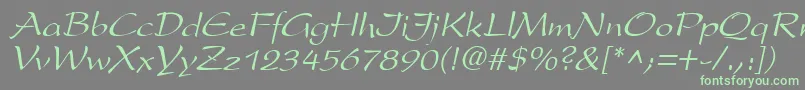 フォントPrestonscriptItalic – 灰色の背景に緑のフォント