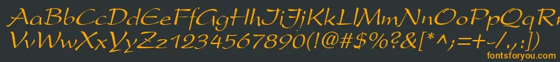 フォントPrestonscriptItalic – 黒い背景にオレンジの文字